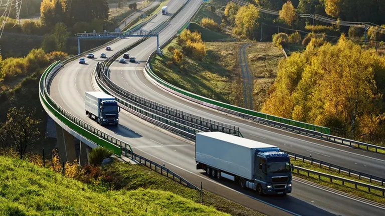 Highway with trucks