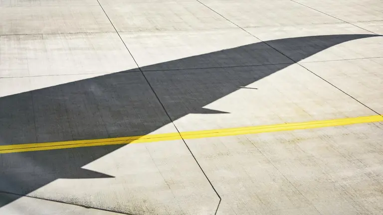 Shadow of an airplane wing
