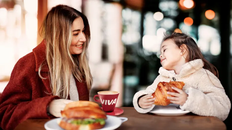 Mother and daughter having lunch at VIVA