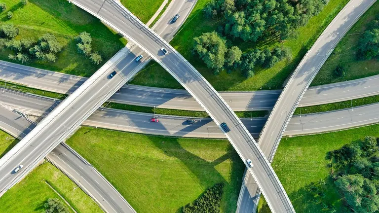 Roads on a green surface